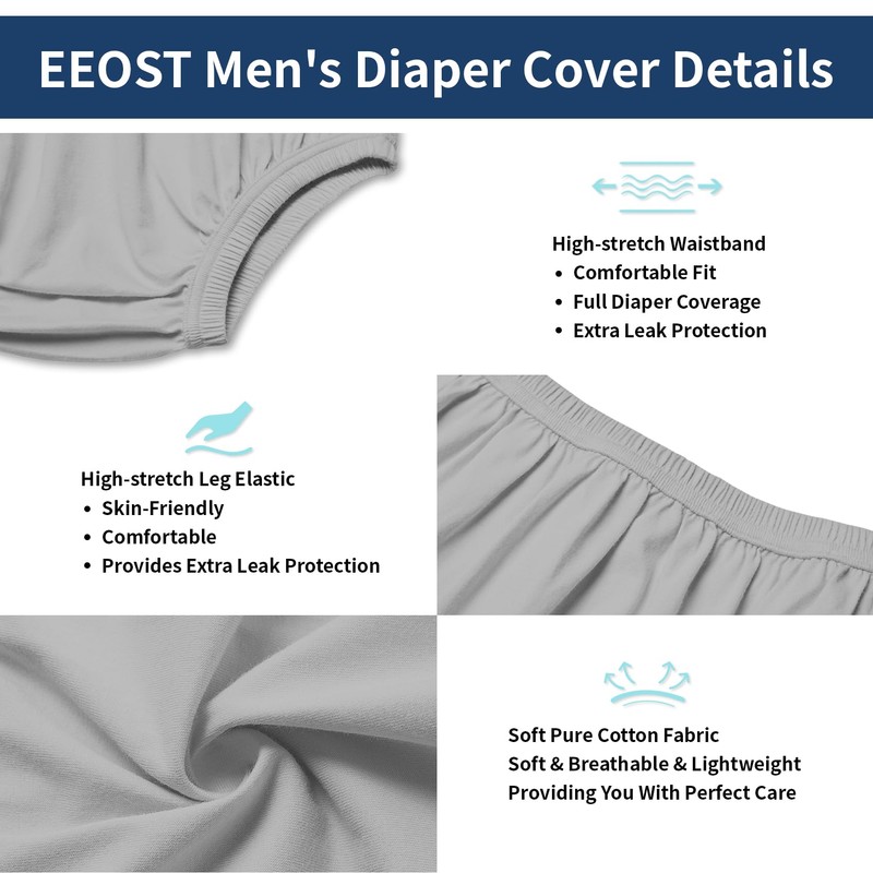 EEOST Adult Diaper Cover for Incontinence Noiseless Leak-Protection Underwear Plastic