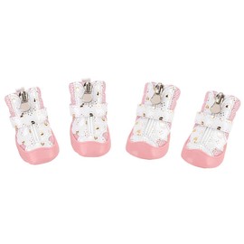 4Pcs/Lot Pink Breathable Dog Boots Pet Dog Shoes Puppy Non-Slip Breathable Mesh Outdoor Walking Boots Suitable for Aily Wearing (Size:2)