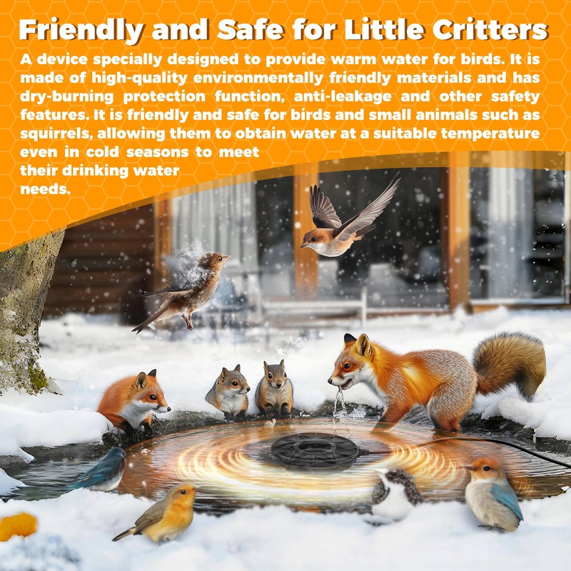 Loyala Bird Bath Heater, 70W Submersible Pond Deicer Bird Bath