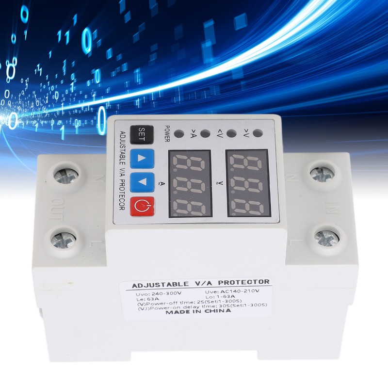 Over Under Voltage Protective Device DIN Rail Adjustable Dual Display