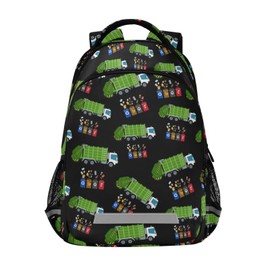 Garbage Truck Trash Recycling Backpack 3rd 4th 5th Grade School Bookbags Travel Laptop Daypack Bag for Boys Girls