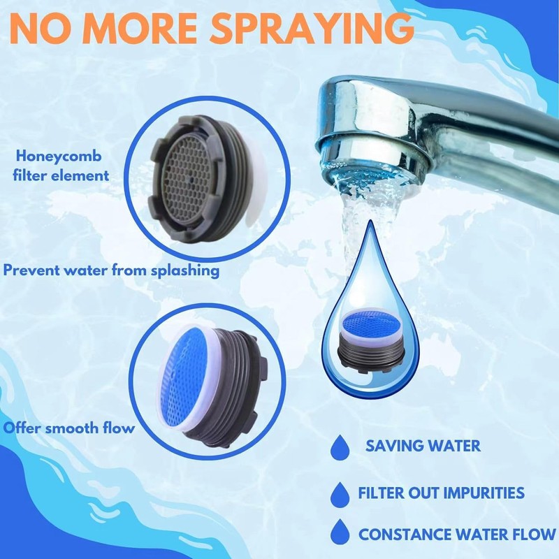 6 PCS 18.5mm Faucet Aerators with 2 Removal Tools –