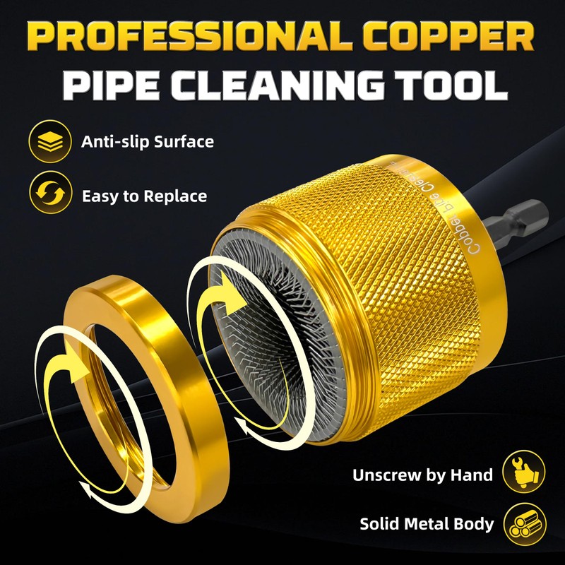 KJE 3-Piece Metal Copper Pipe Cleaner Set for Drill (1/2",