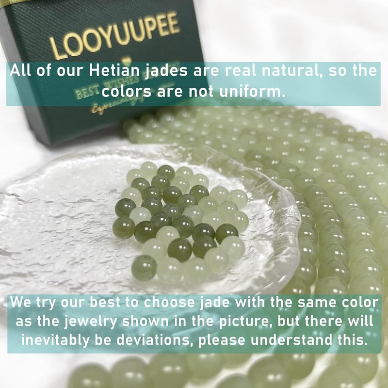 LOOYUUPEE Natural Hetian Jade Pendant Safe Buckle Necklace, Real Green