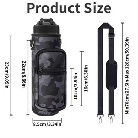 Water Bottle Carrier Bag, 25oz 32oz Crossbody Water Bottle Holder with Adjustable Shoulder Strap, Sling Bag Sleeve Pouch Holder with Phone Pocket and Small Pocket for Walking Hiking Camping Gym