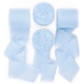 Socomi Dusty Rose Handmade Fringe Chiffon Silk Ribbon 1-3/4" x 7Yd 4 Rolls Frayed Ribbons for Wedding Invitations Bridal Bouquets Wrapping