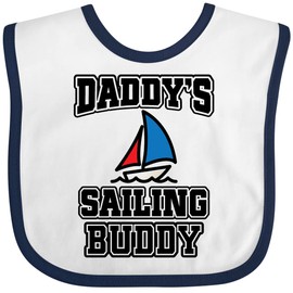 inktastic Daddy Sailing Buddy Sailboat Baby Bib White and Navy 3a467