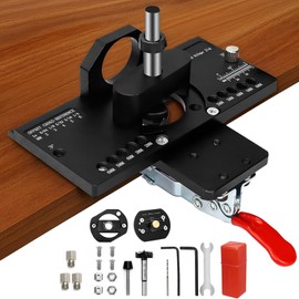 35 mm Metal Concealed Hinge Jig with Quick Clamp and Dust Vacuum Adapter, Concealed Cabinet Door Hinge Jig Hinge Hole Drilling Jigs for Woodworking Door Cabinet Hinges Mounting Tool
