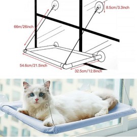 Cat Window Perch Cat hammock pet sunbathing window hammock suction cup hammock can hold 50 pounds (Blue, M)