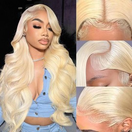 DJFG 26 Inch 360 Lace Front Wigs Human Hair 613 Lace Front Wig Human Hair 200 Density Body Wave HD Lace Front Wigs Human Hair Full Lace