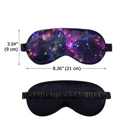 WIRESTER Soft Satin Silk Eye Mask Sleeping Mask Comfortable Sleep Mask with Adjustable Strap for Men Women Kids - Purple Nebula Galaxy