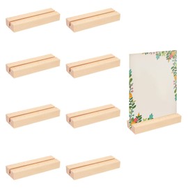 Larrel 8 Pcs Wood Card Holder, Card Stand Tarot Cards Holder Small Sign Stand Table Number Holders for Picture Display Table Acrylic Signs Wedding Ceremony Home Party Decoration (Wood Color)