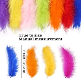 FeelfunFeather 100pcs Colorful Turkey Marabou Feathers Bulk 4-6inch Natural Fluffy Colored Feather for DIY Craft Fringe Trim Dreamcatcher Wedding Home Party Decor