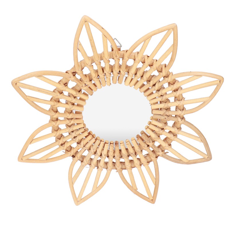 Rattan Innovative Art Decoration Makeup Mirror Retro Dressing Bathroom Wall