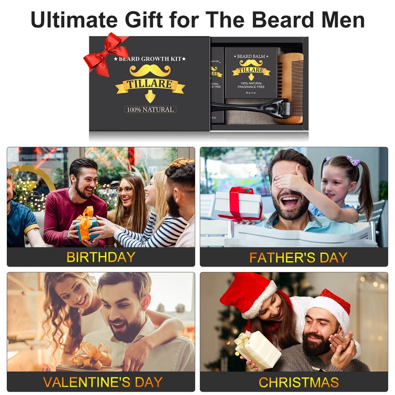 Beard Growth Kit, Beard Kit with Beard Growth Oil, Balm,