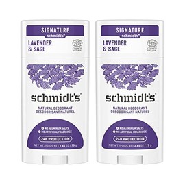 Schmidt's Desodorante sin aluminio vegano con lavanda y salvia con protección contra el olor de 24 horas, 2 unidades para mujeres y hombres, ingredien