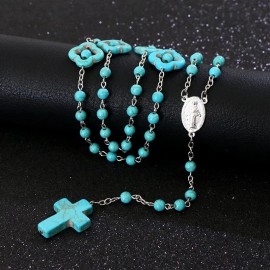 ZARD Rosario in Natural Turquoise Gemstone Beaded Rosary Religious Jewellery