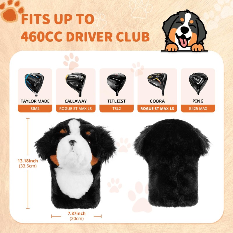 Craftsman Golf Bernese Mountain Dog Plush Animal Soft Driver Wood