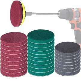 Power Scrub Pads Drill Attachment, GOH DODD 30 Pieces 5 Inch Headlight Restoration Kit Cleaning Kit Scouring Pads with Baker and Universal Shaft for Kitchen, Bathroom, Grout, Carpet, Tub, Grill,Tile