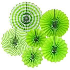 A Liittle Tree® -12PCs Hanging Tissue Paper Fan Wedding Happy Birthday Bunting Banner Paper Party Decorations (Green)