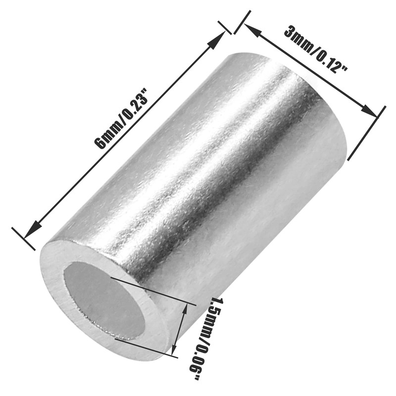 Piutouyar Aluminum Crimping Loop Sleeve, 3/64 inch (1.2mm) Wire Rope