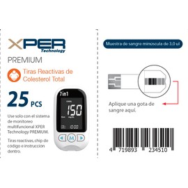 Xper Tiras Reactivas Premium de Colesterol Total XPER, 25 piezas (No incluye equipo)