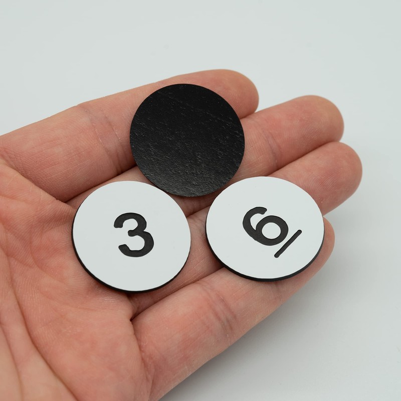 StayMax White Plastic Numbered No Hole Round Number Plates 0-100