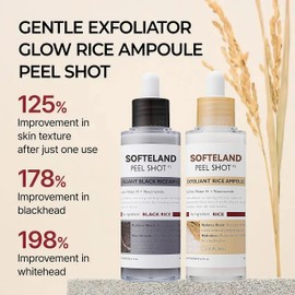 ANGEL SILK Peel Shot Glow Rice Ampoule Duo -Serums for Brightening Exfoliating and Moisturizing - Suitable for All Skin Types Contain AHA + BHA, Niacinamide ﻿