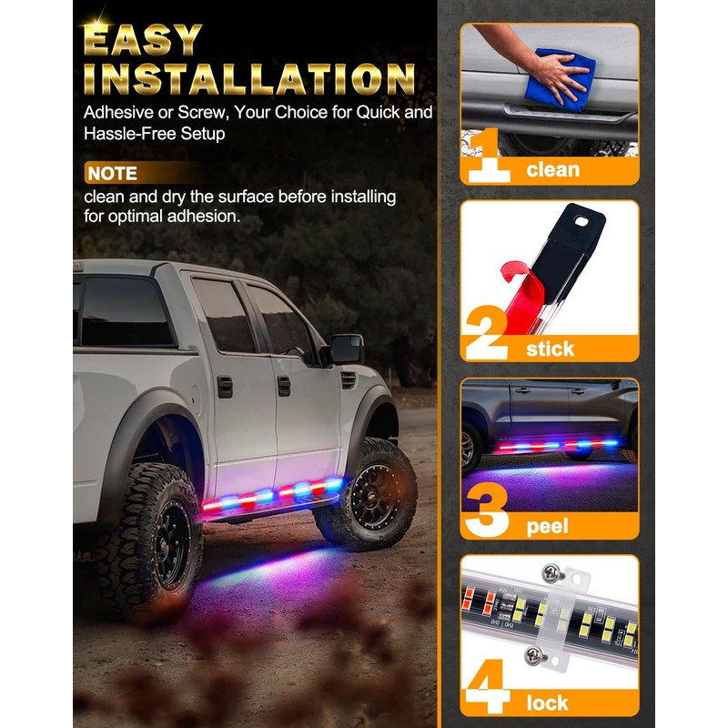 LUMENIX 70 Inch Emergency Running Board Rigid Strobe Lights Strip