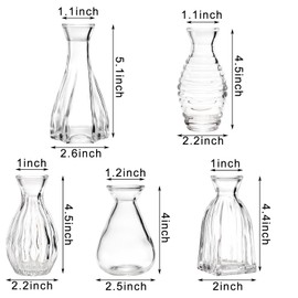 SOUJOY 10 Pack Small Glass Bud Vase, Mini Flower Vase for Centerpieces, Clear Vintage Floral Bud Vases for Home Decor, Weddings, Floral Arrangements, Events, Parties