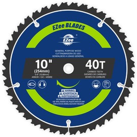 EZee 10 Inch 40 Teeth with 5/8 Inch Arbor Circular Saw Blades,0.09 Inch Thin Kerf,Tungsten Carbide Tipped(TCT) ATB Teeth Fine Finish Table Saw Blades for Various Wood Cutting,Max RPM 6000(1-Pack)