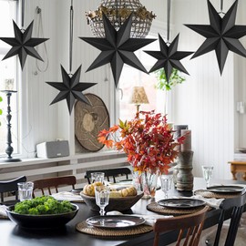 Folding Stars Christmas Set of 5 - 7 Prong Paper Stars 2 x 25 cm, 3 x 40 cm - Black Christmas Decoration, Stars Paper for Doors, Christmas Tree, Advent - Scandinavian Christmas Decoration