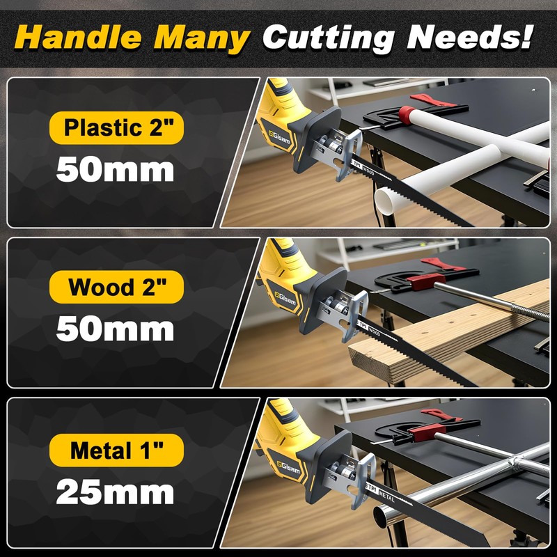 Cordless Reciprocating Saw -2x4.0Ah Batteries, Brushless Motor, 3500SPM Max, One-Hand