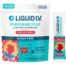 Liquid I.V.® Hydration Multiplier® Sugar-Free - Ring Pop Cherry | Electrolyte Powder Drink Mix | 1 Pack (14 Servings)
