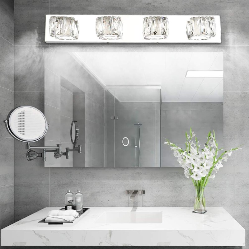 Aipsun 4 Lights Crystal Vanity Lights Over Mirror Modern Vanity
