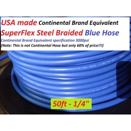 SuperFlex 50ft CarpetClean 3000 PSI Blue Steel Braid Solution Hose SuperFlex Continenta Eq
