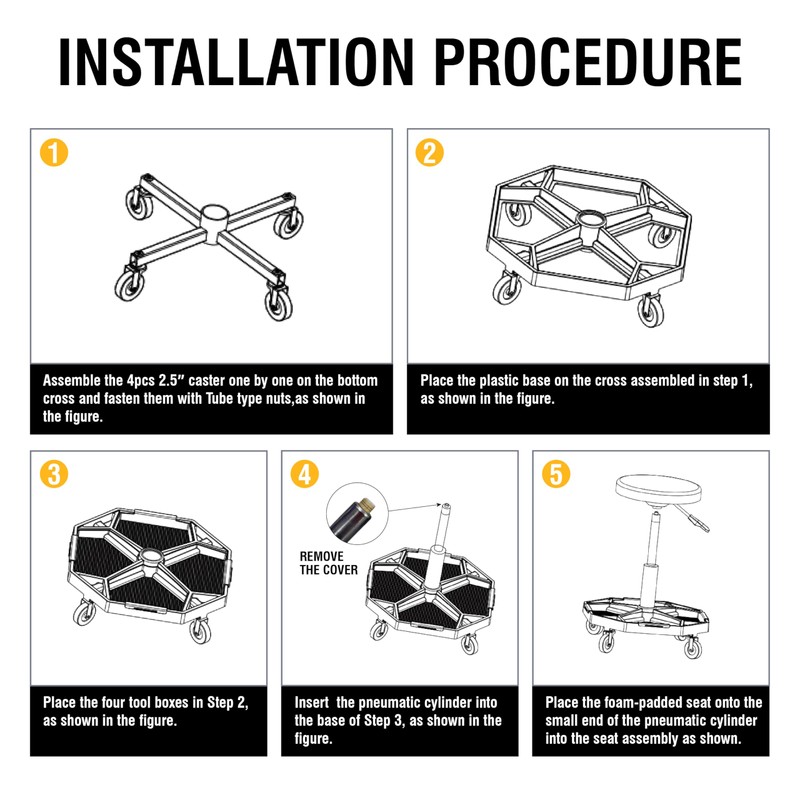Olympia Tools Adjustable Hydraulic Rolling Mechanics Stool with with Removable