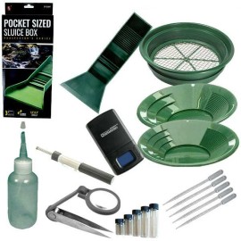 Green 1/4" Large Gold Classifier Screen Mini Sluice & Gold Pan Panning Kit