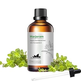 Marjoram Essential Oil Mumianhua Pure Marjoram Oil Essential Oil Therapeutic Grade Marjoram Aromatherapy Oil for Diffuser, Message, Skin, Hair 100ml with Dropper
