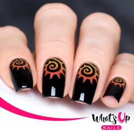 Whats Up Nails - Tribal Sun Vinyl Stencils for Nail Art Design (1 Sheet, 20 Stencils)