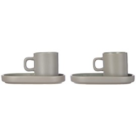 blomus 63725 Pilar Espresso Cups Stoneware Mirage Grey 6 x 7.5 cm 0.05 Litres