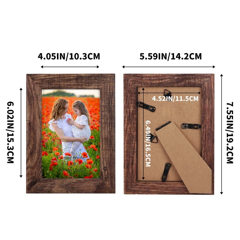 PETAFLOP 4x6 Picture Frame Set of 7, Rustic Frames Display