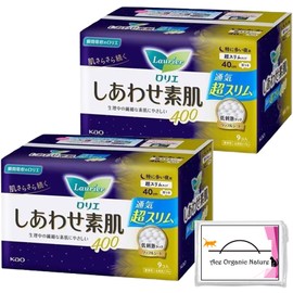 Laurier Happiness Bare Skin, Breathable, Ultra Slim, For Especially Large Nights, With Wings, 15.7 inches (400 cm), 15.7 inches (400 cm), Set of 9 x 2 (Total of 18 Pieces), Includes Special Tissues,