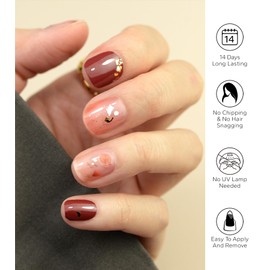 banmagately Nail Polish Strips, 20Pcs Salon Quality Gel Nail Stickers, Easy Long Lasting Wraps for Short Nails no UV Light Needed (Beautiful Roses)