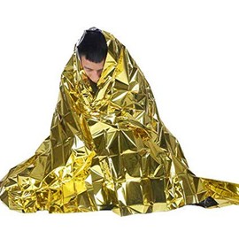 SurgicalOnline Emergency Mylar Thermal Blankets Pack of 4 Gold 82 x 62 Designed for NASA, Outdoors, Hiking, Survival, Marathons or First Aid