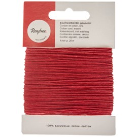 RAYHER Hobby Rayher Hobby Cotton Cord, 5169118, Waxed, 1 mm Thick, 20 m, Red