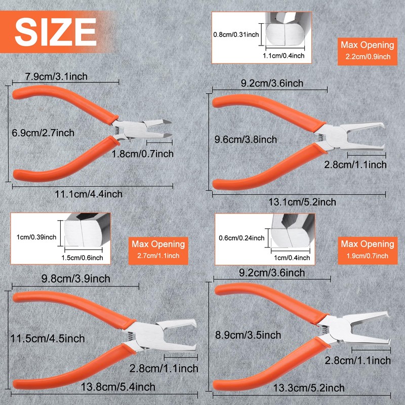 LEONTOOL End Plastic Nippers, Set of 4, Precision End Nippers,