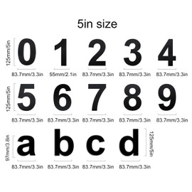 nanlyiau House Number 5 in/12.5 cm Stainless Steel House Numbers House Numbers Black Matt Modern House Number Made of Stainless Steel Floating Appearance (Black 5-in-1)