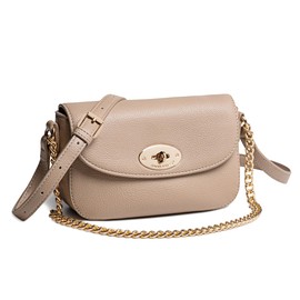 David Jones - Women's Small Chain Shoulder Bag – PU Leather Messenger Bag – Handbag Shoulder Flap Pouch – City Evening Shopping Phone Bag Fashion Elegant Trendy Chic, Beige Taupe, One Size