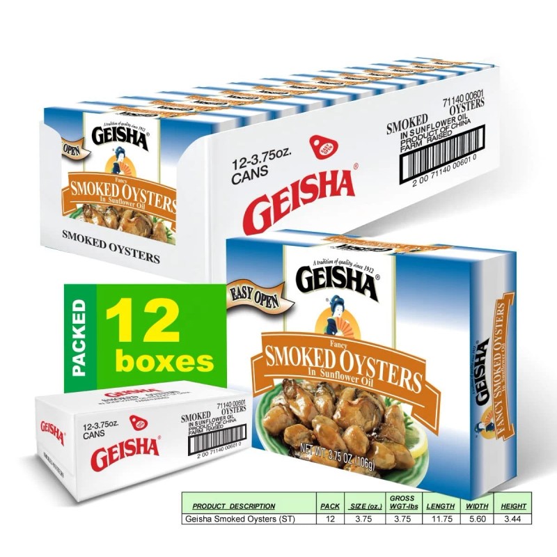Geisha Smoked Oysters 3.75 oz (Pack of 12)